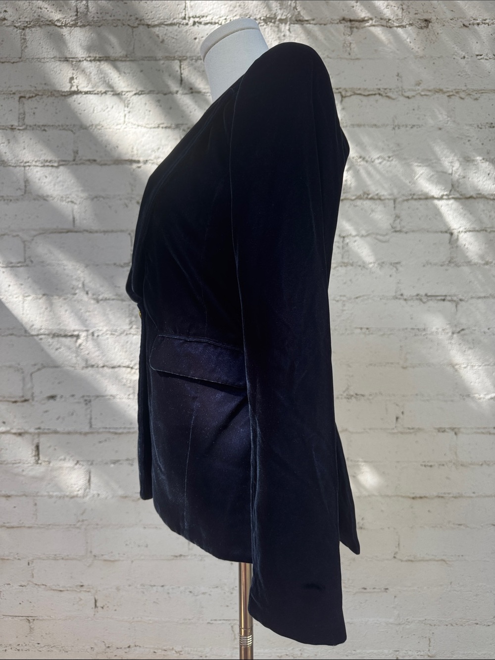 Smythe Velvet Peaked Lapel Blazer Sapphire Blue Size 2 - Picture 7 of 16